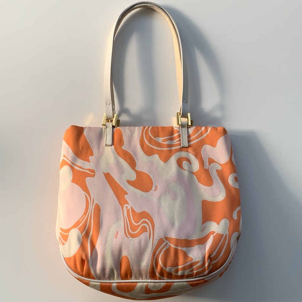 Fendi Vintage Orange Swirl Mini Tote Bag